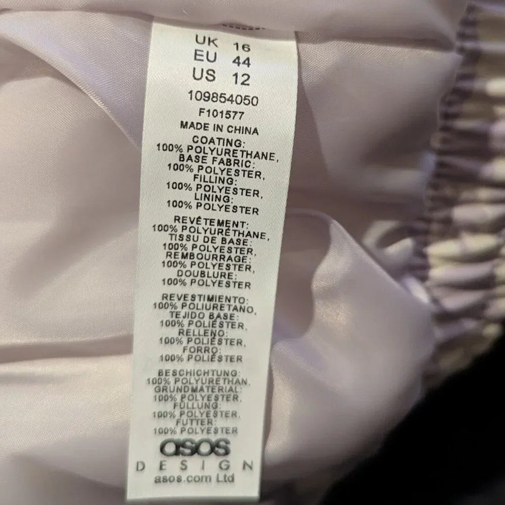 NWT- ASOS * Printed Faux Leather Bomber Jacket in Lilac * Size 12 - Picture 12 of 13